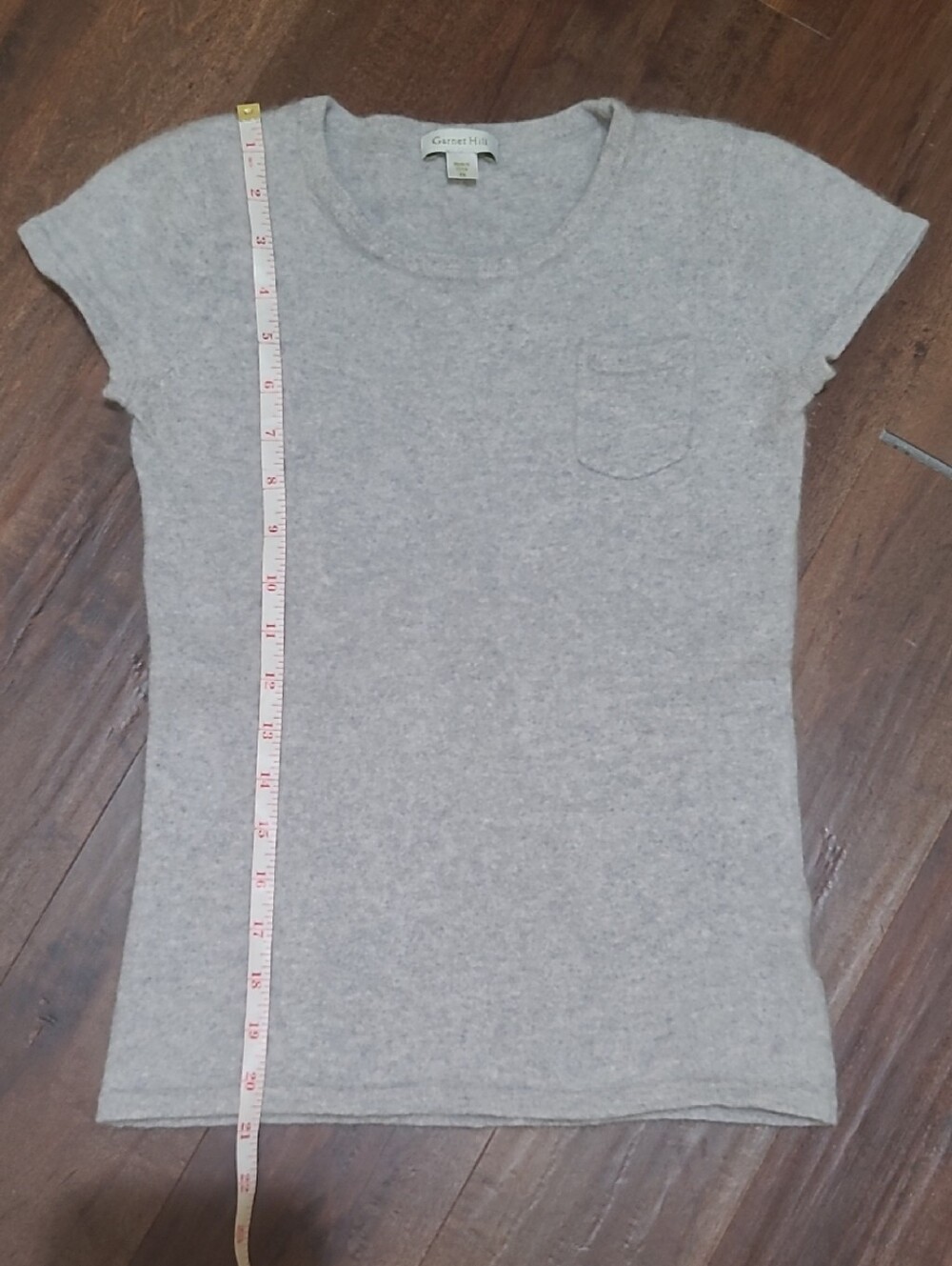 Garnet Hill Light Gray Crew Neck Short-Sleeve Sweater